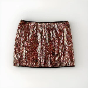 Express Stretch Size 3/4 Sequin A-Line Mini Skirt Bronze - Picture 1 of 5