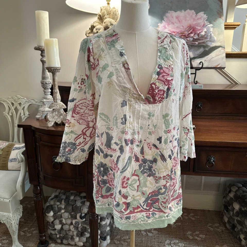 Blusa Bondi de algodón estampada a mano Magnolia Pearl 388 Reef OS NUEVA CON ETIQUETAS Foto 1 de 4