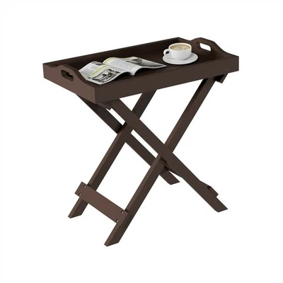 Brown Wooden Folding Table TV Tray Removable Top End Table Entryway Home Decor - Image 1 of 3