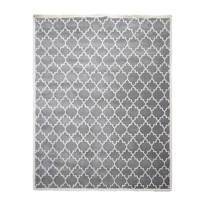 Alfombra oriental 100 % lana hecha a mano de 8' x 10' contemporánea de diseño gris Foto 1 de 4