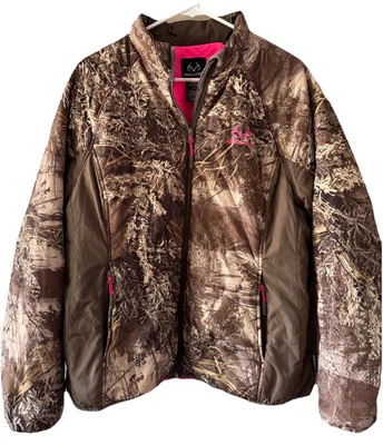 Realtree Camo Jacket Women’s L/ XL Pink Accents EUC Camouflage Hunting Tactical - Image 1 of 4