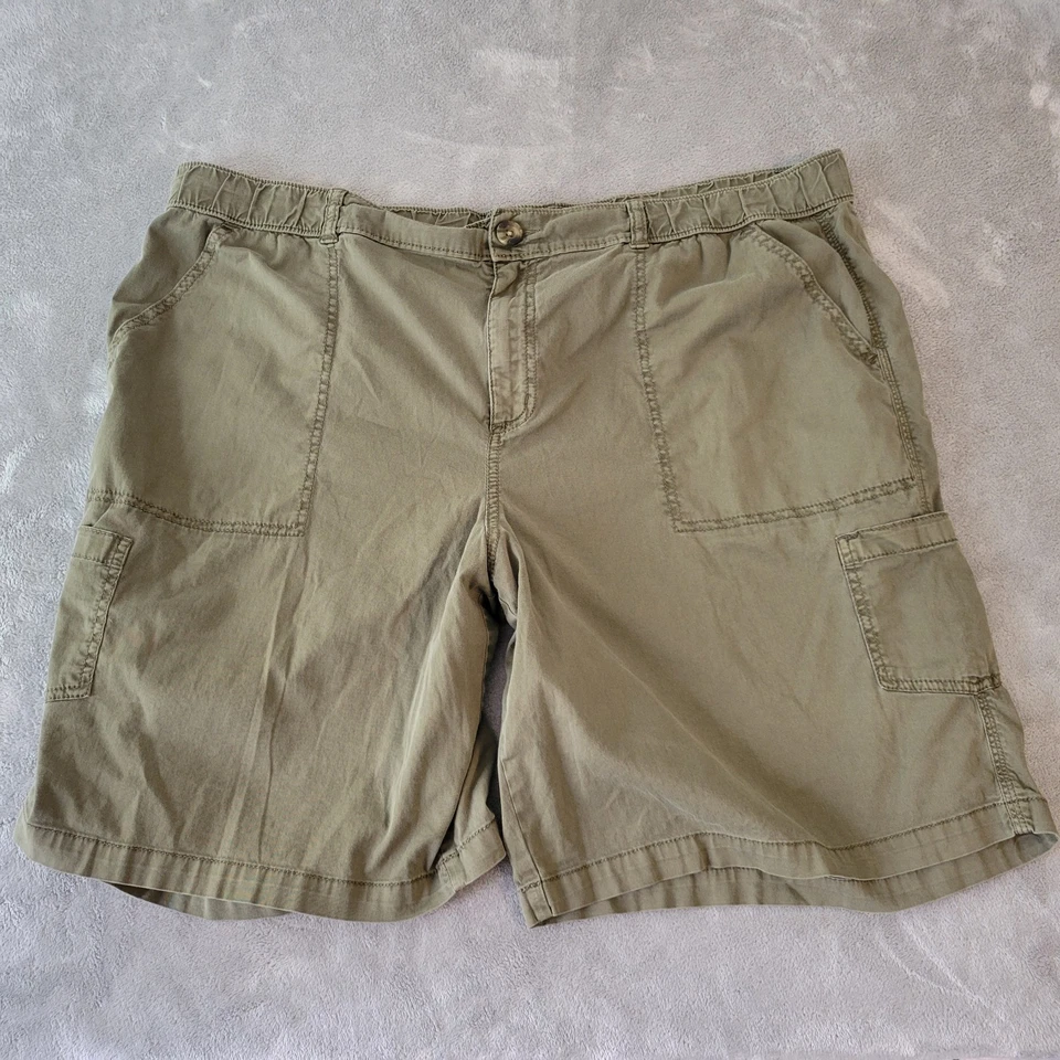 Sonoma Womens Shorts 22W Plus Cargo Pockets Army Green Comfy Lightweight Zip Fly - Image 1 of 4