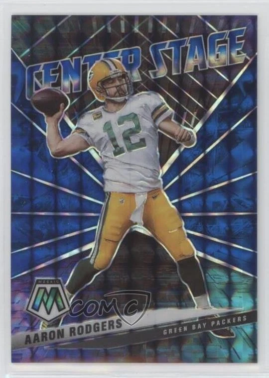 2021 Panini Mosaic Center Stage Blue Mosaic Prizm /99 Aaron Rodgers #CS6 - Image 1 of 2