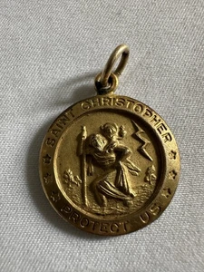 Ciondolo Medaglia San Cristoforo Riempito in Oro Giallo Avariah 1/20 12k - Foto 1 di 3