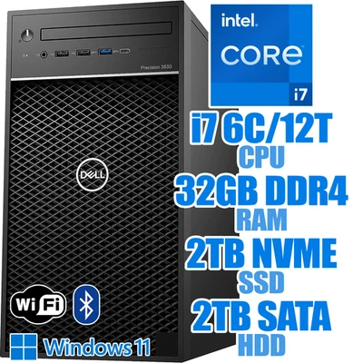 Dell Precision 3630 Windows 11 PC┃i7-8700┃32GB RAM┃2TB SSD┃2TB HDD┃WIFI&BT - Image 1 of 4