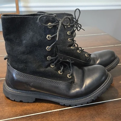 Botas de combate Timberland para mujer talla 8,5 cuero negro con cordones exterior grunge Foto 1 de 4