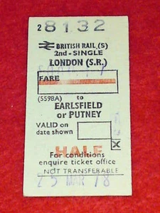 BR TICKET - LONDON (SR) to EARLSFIELD - MAR 25 1978 - Picture 1 of 1