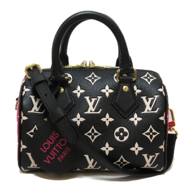 Louis Vuitton Speedy Bandouliere Duffle 20 Black Pink White Monogram Embossed Empreinte Leather