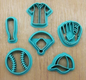 Juego de cortador de galletas de béisbol de 6 piezas | Juego de cortador de masa y fondant, pendiente de arcilla - Imagen 1 de 2