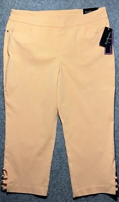 Calça cropped feminina Kim Roger tamanho 18 cintura elástica média pêssego - Imagem 1 de 4