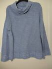 Caite Shirt Womens Small Blue Embroidered Turtle Neck Bohemian Flowy Ladies Top