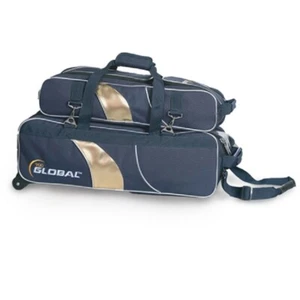 900 Global 3 Ball Airline Tote With Shoe Shoe Pouch Blue/Gold Bowling Bag - Picture 1 of 1