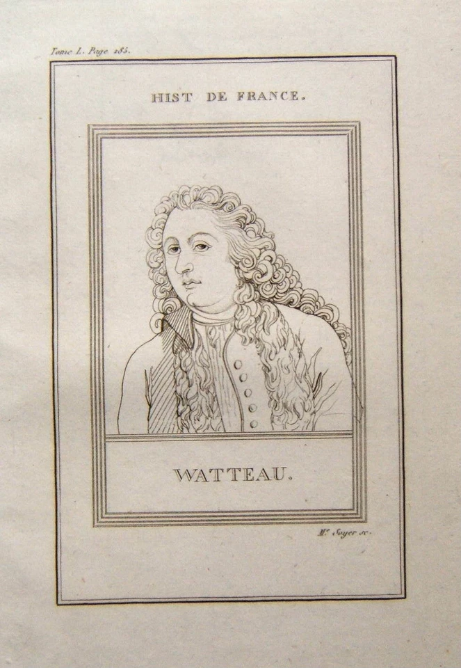 GRAVURE XIXe (vers 1810) Portrait de Antoine Watteau PEINTURE - Photo 1/1