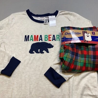 NUEVO Pijama Dearfoams Mujer Talla 2x MAMA BEAR Familia Pijama, Juego de 2 Piezas Foto 1 de 4