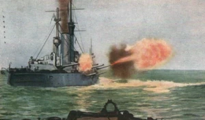 Royal Navy Schlachtschiff HMS Großbritannien Breitseite Salvoes Feuer Postkarte - Bild 1 von 3