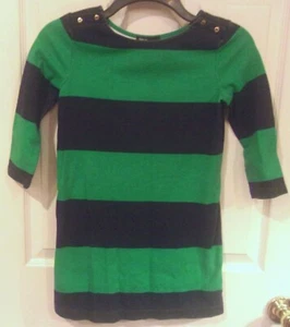 Girls GAP Kids~BLUE GREEN Striped DRESS~size 8 MEDIUM~NEW~Party 3/4 sleeves - Picture 1 of 4
