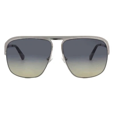 Guess GU5225 08W 金属银色飞行员蓝色渐变镜头 59-14-140 — 第 1/3 张图片