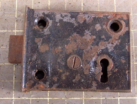 Vintage Small Cast Iron Mortise Door Lock Latch (J) Cover