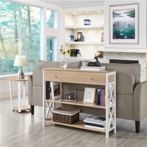 Console Table with Drawer & 2 Shelves Narrow Entryway Table for Living Room - Picture 1 of 9