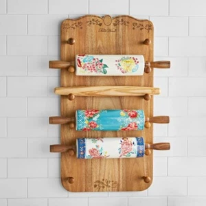 Pioneer Woman Kitchen Rolling Pin Wooden Wall Display Rack Pins Not Included NIB - Picture 1 of 3