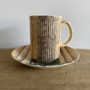 Vintage Price Kensington Cup Saucer Set Wood Effect Made in England - Crazing - Picture 1 of 9