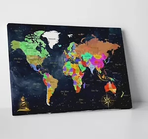 Framed Wall Art for Living Room - Extra Large Wall World Map, Home Office - Picture 1 of 12