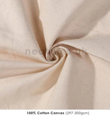 100% Cotton Canvas Duck Fabric 10oz 300GSM 62" 155cm Wide Natural Ecru / Black - Image 1 of 4
