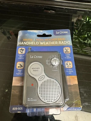 Radio meteorológica portátil La Crosse gris AM/FM NOAA banda meteorológica modelo 809-905 Foto 1 de 2