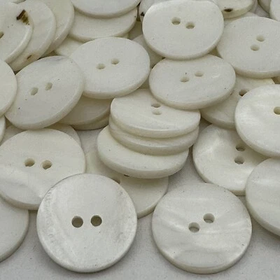 White Japanese Washibodo Shell Button PokerChip Flat Front/Back 18mm 7/16" 2hole - Image 1 of 3