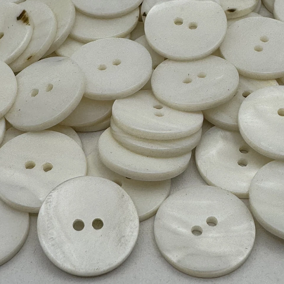 White Japanese Washibodo Shell Button PokerChip Flat Front/Back 18mm 7/16" 2hole - Image 1 of 3