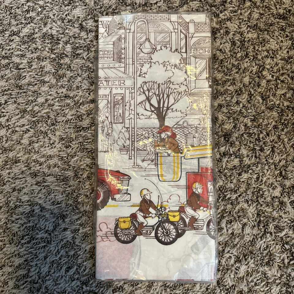 Vintage PAPER TABLE COVER Fire Fighter Truck Birthday Party Supplies Decorations - Image 1 of 4