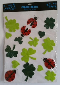 Magic Cabin Felt Large Ladybug Shamrock Clover Wall Stickers NEW - Picture 1 of 3