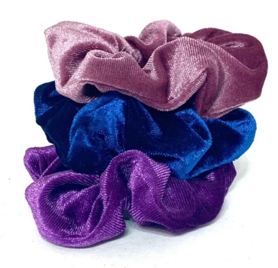 Juego de 3 crujientes de terciopelo para cabello púrpura, azul real y rosa polvorienta TOTALMENTE NUEVO Foto 1 de 4