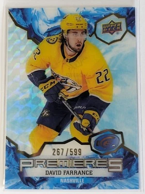 2021-22 UD Ice - Ice Premieres Blue - David Farrance 267/599 Nashville Predators - Image 1 of 2