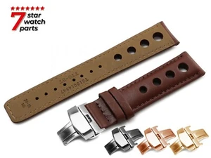 BROWN For TISSOT PRS516 Leather Watch Strap Band Clasp Rally Racing Holes Pins - Picture 1 of 5
