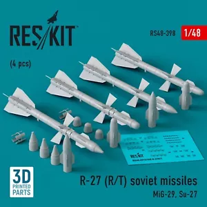 R-27 (R/T) missiles 4pcs (MiG-29, Su-27) 1:48 RS48-0398 - for Plastic Model Kit - Picture 1 of 3