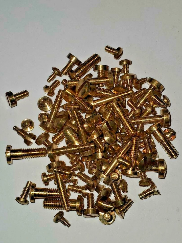 Tornillos de reloj de latón macizo campanas estuches movimientos ranura para cabeza surtido 100 piezas nuevo Foto 1 de 1