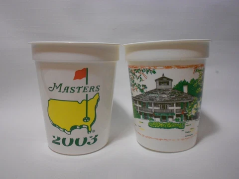 Lot of 2 Vintage 2003 Masters Golf Tournament Souvenir Plastic Cups PGA Cover