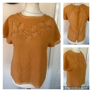 Vintage Retro Blouse / top Mustard uk size 8-10 made hong kong J13 Blogger - Picture 1 of 6