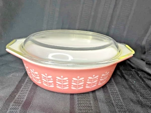 Casseruola Pyrex 1,5 Qt steli rosa 043 vintage 1962 con coperchio - rara HTF - Foto 1 di 14