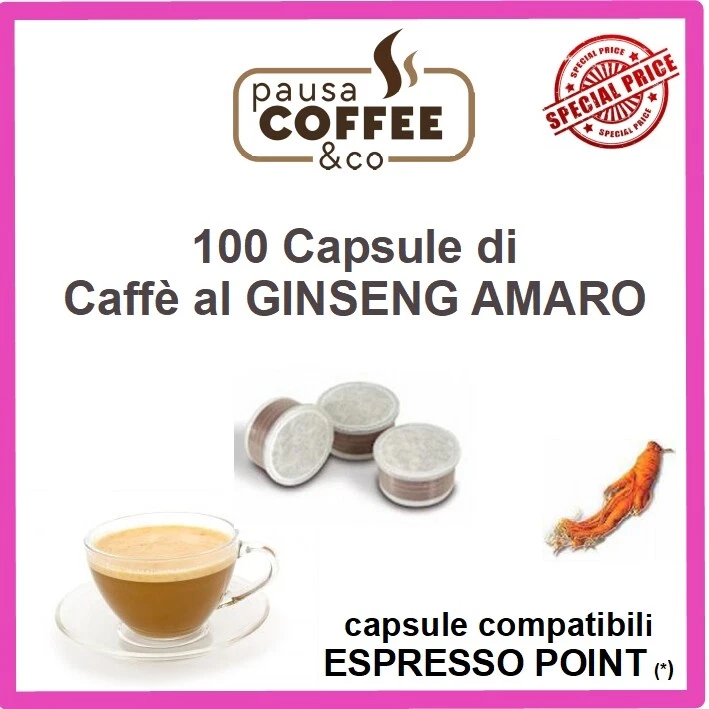 PAUSACOFFEE 100 capsule cialde CAFFE' al GINSENG AMARO compatibile Lavazza ESPRESSO POINT