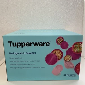 TUPPERWARE Heritage All-In Bowls & Canisters Base & Lids 30pc Set Pink BOXED New - Picture 1 of 12