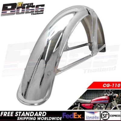 Front Fender Chromed Steel For CG110, CG125, CB100, CB125S, CS90, S90, S110 - Image 1 of 4