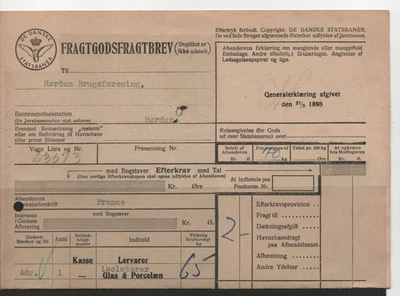 DENMARK # 2-1306 # PAPER FOR A PARCEL SENT BY THE RAILWAY # 1951 # - Image 1 of 2