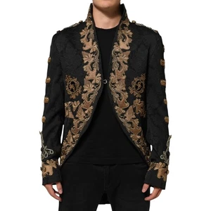 DOLCE & GABBANA Jacket Black Brocade Embroidery Men Coat IT54/US44/XL 20250usd - Picture 1 of 12