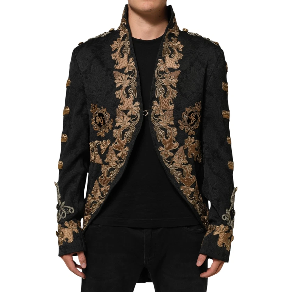 DOLCE & GABBANA Jacket Black Brocade Embroidery Men Coat IT54/US44/XL 20250usd - Image 1 of 4