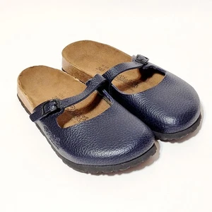 Birkenstock Birki's Maria Blue Leather Slip On Clogs Casual Sandals Wms 7US 38EU - Picture 1 of 24