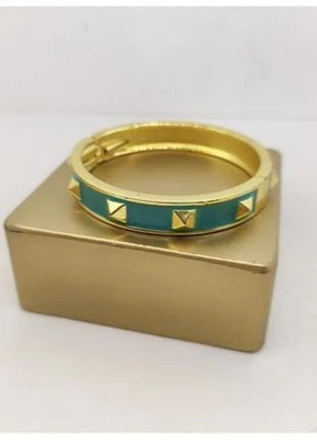 Brazalete brazalete vintage dorado y turquesa con tachuelas Foto 1 de 4