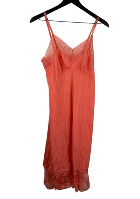 Vestido sin Mangas Vintage Carter's Dupont Nylon Encaje Coral 34 Hada Promedio Años 90 Y2Y Foto 1 de 4