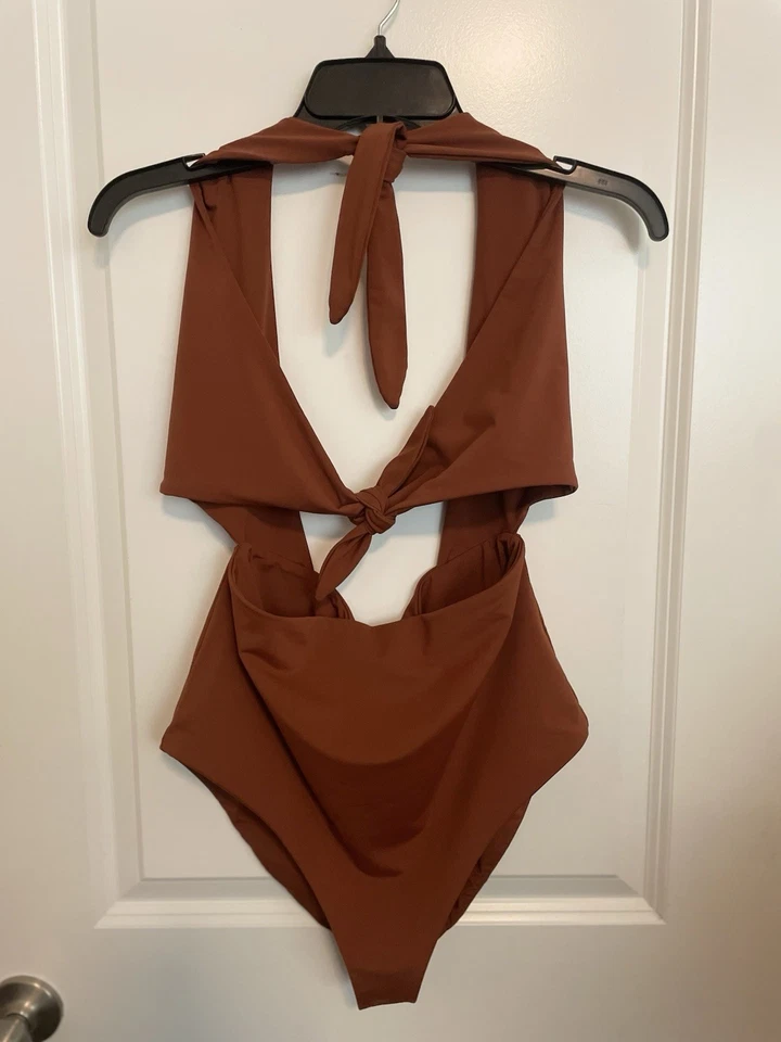 Traje de baño Mara Hoffman para mujer Maddy recortado de una pieza talla XL marrón Foto 1 de 4